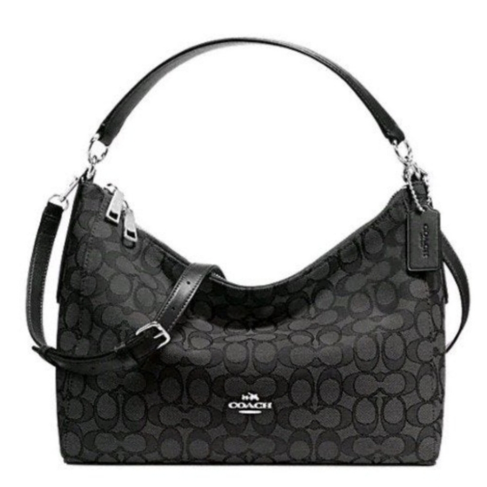 Y2K-Inspired  Coach Signature Jacquard  Hobo Shoulder Bag – Black/Gray – NWT
